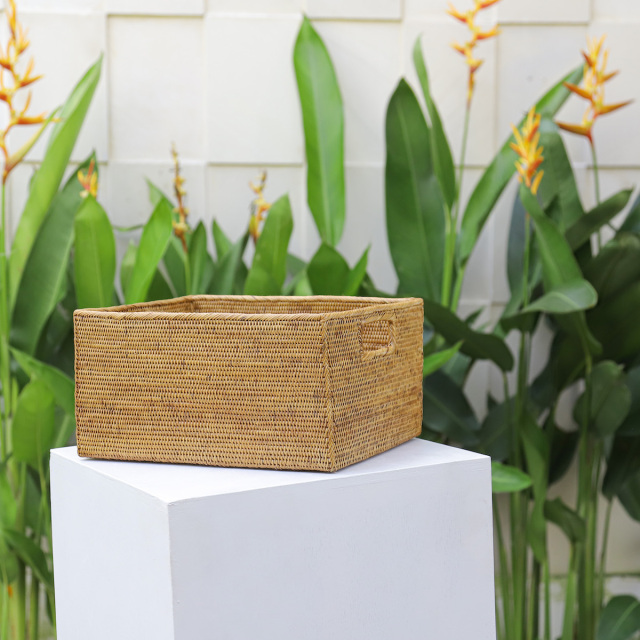 長方形小物入れ穴空き (BOX414) Rosily(ロージリー) バリ島 アタかご