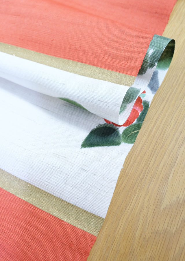 手染め麻タペストリー「掛け軸椿」 [京都洛柿庵オンラインショップ]