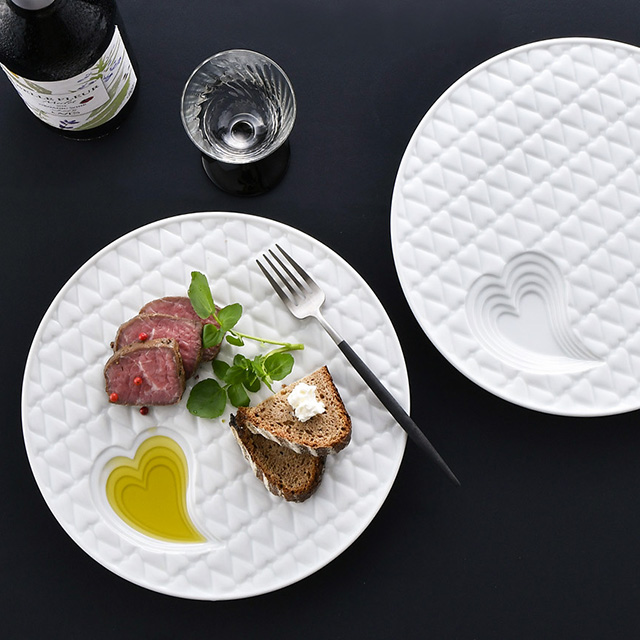 水晶彫の丹心窯】ハートフル キルティングプレート