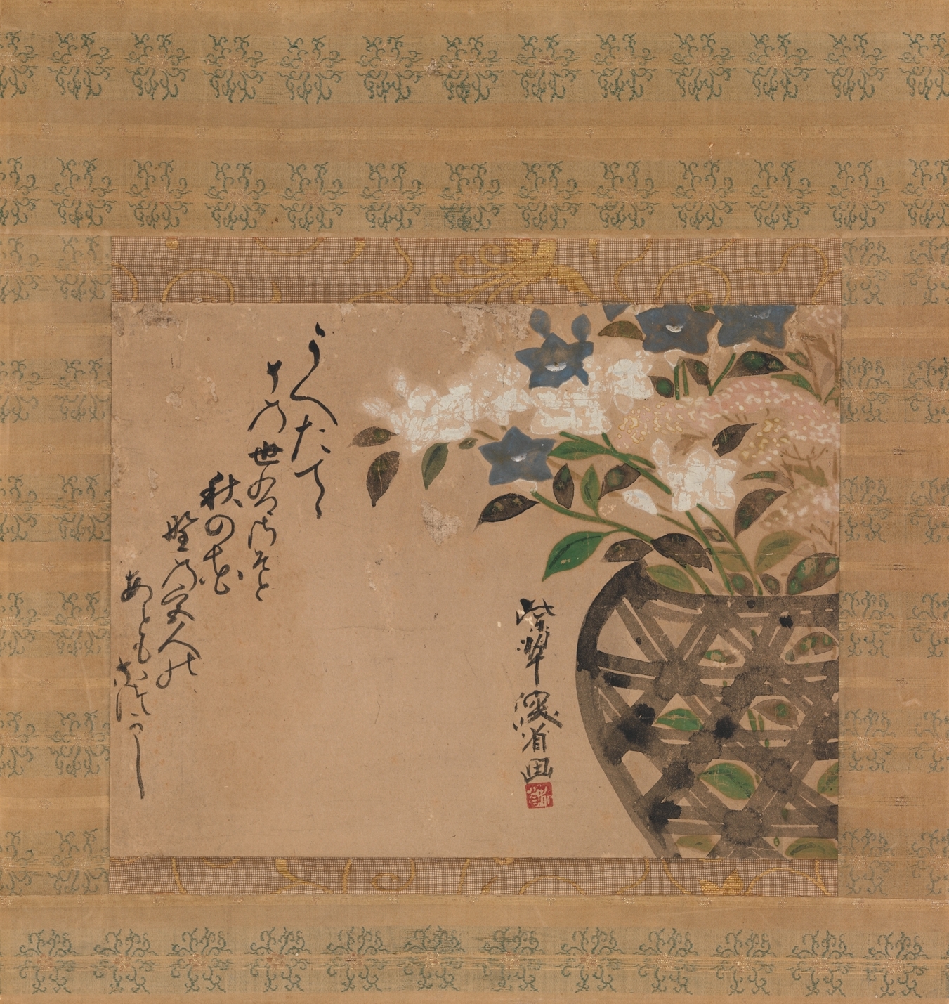 Ogata Kenzan - Bellflowers in Basket - Japan - Edo period (1615