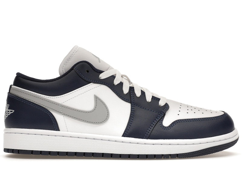 Jordan 1 Low Wolf Grey Midnight Navy Men's - 553558-141 - US