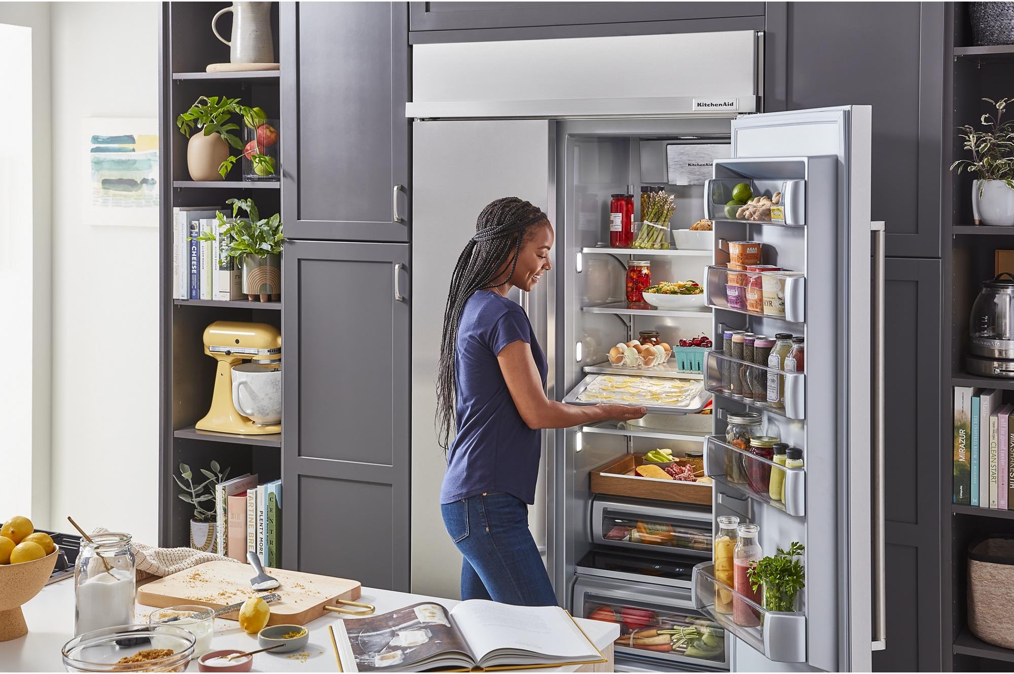 KitchenAid KBSN702MPS 42 Inch Built-In Side by Side Refrigerator