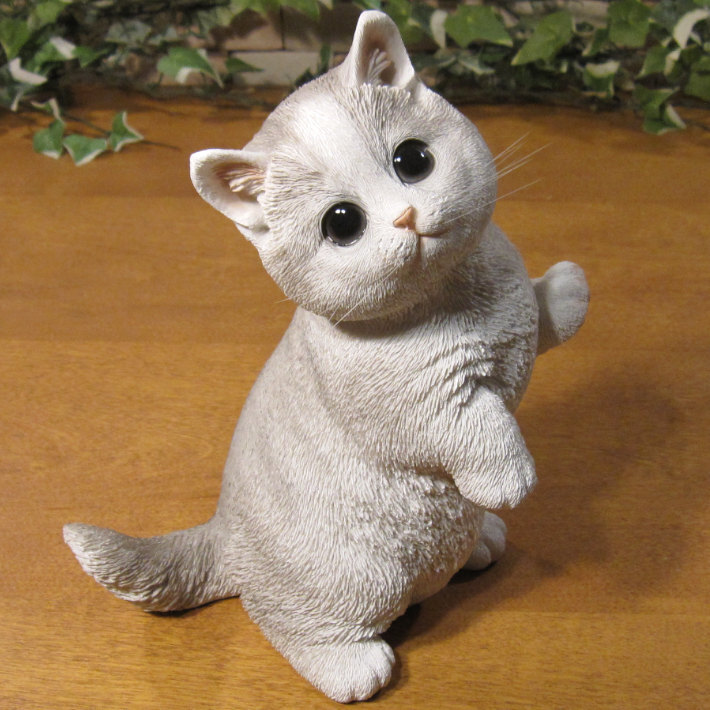 猫 置物 リアル マンチカン スタンド ブルー ネコ 動物オブジェ