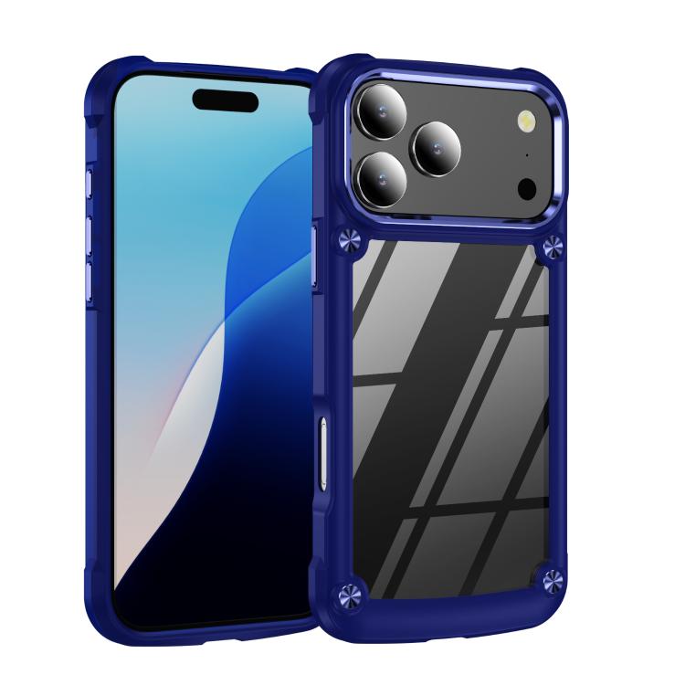 iPhone 17 Pro Max用 TPU + PC レンズ保護電話ケース（ブルー）