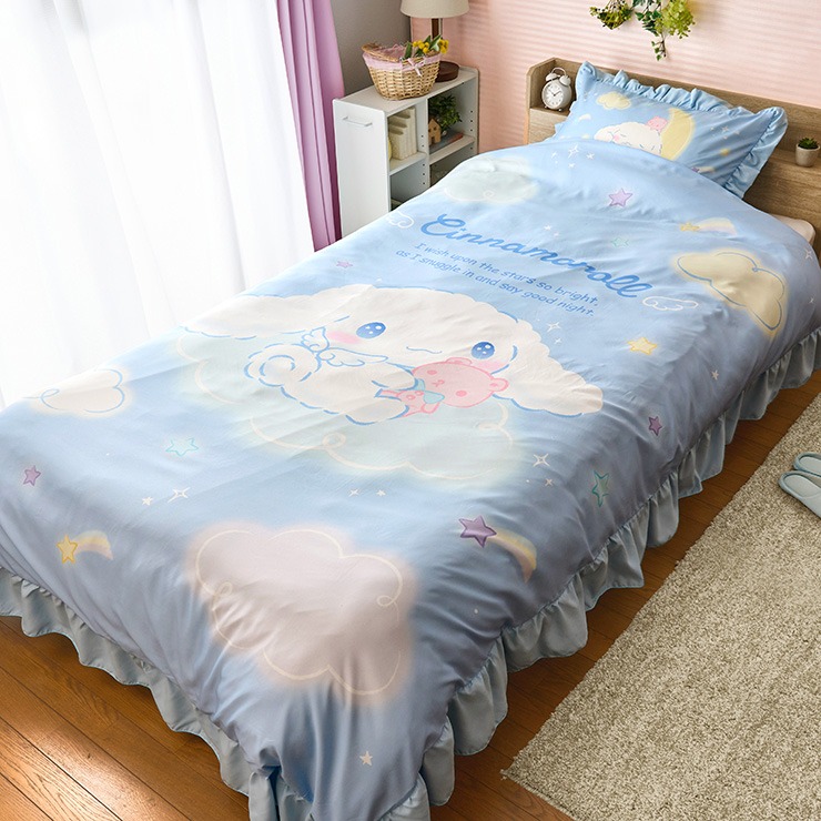 カバーリング2点セット（シナモロール）まくらカバー+かけ布団カバー