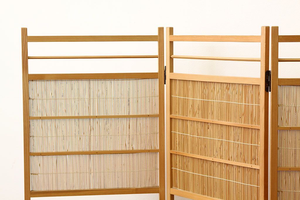 公式】アンティーク家具ラフジュ工房商品詳細ページ木味の簾屏風 衝立