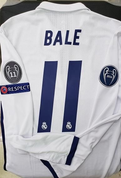 レアル、マドリード（H）16/17 選手支給 長袖 UEFA CL用 ベイル＃11