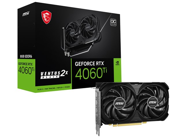 GeForce RTX 4060 Ti 8G VENTUS 2X BLACK E1 OC [PCIExp 8GB]の製品