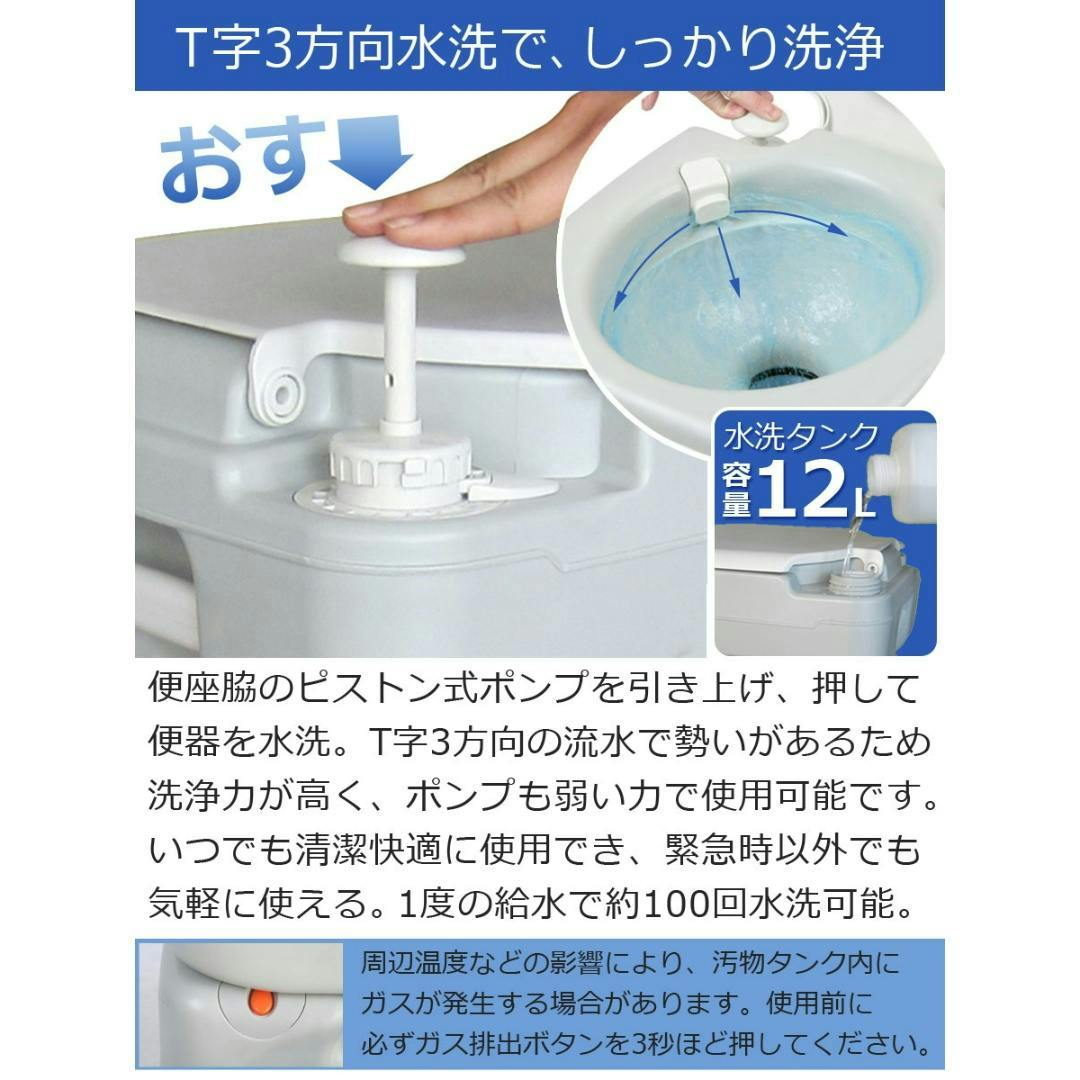 SunRuck ポータブル水洗トイレ SR-PT4521 21L 介護 防災 水洗式 タンク