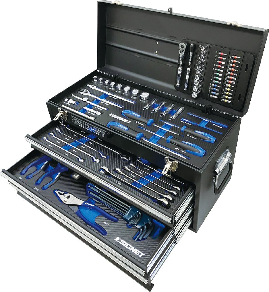 SIGNET 85点組 3/8DR・1/4DR 3段 ツールボックス 工具セット マット