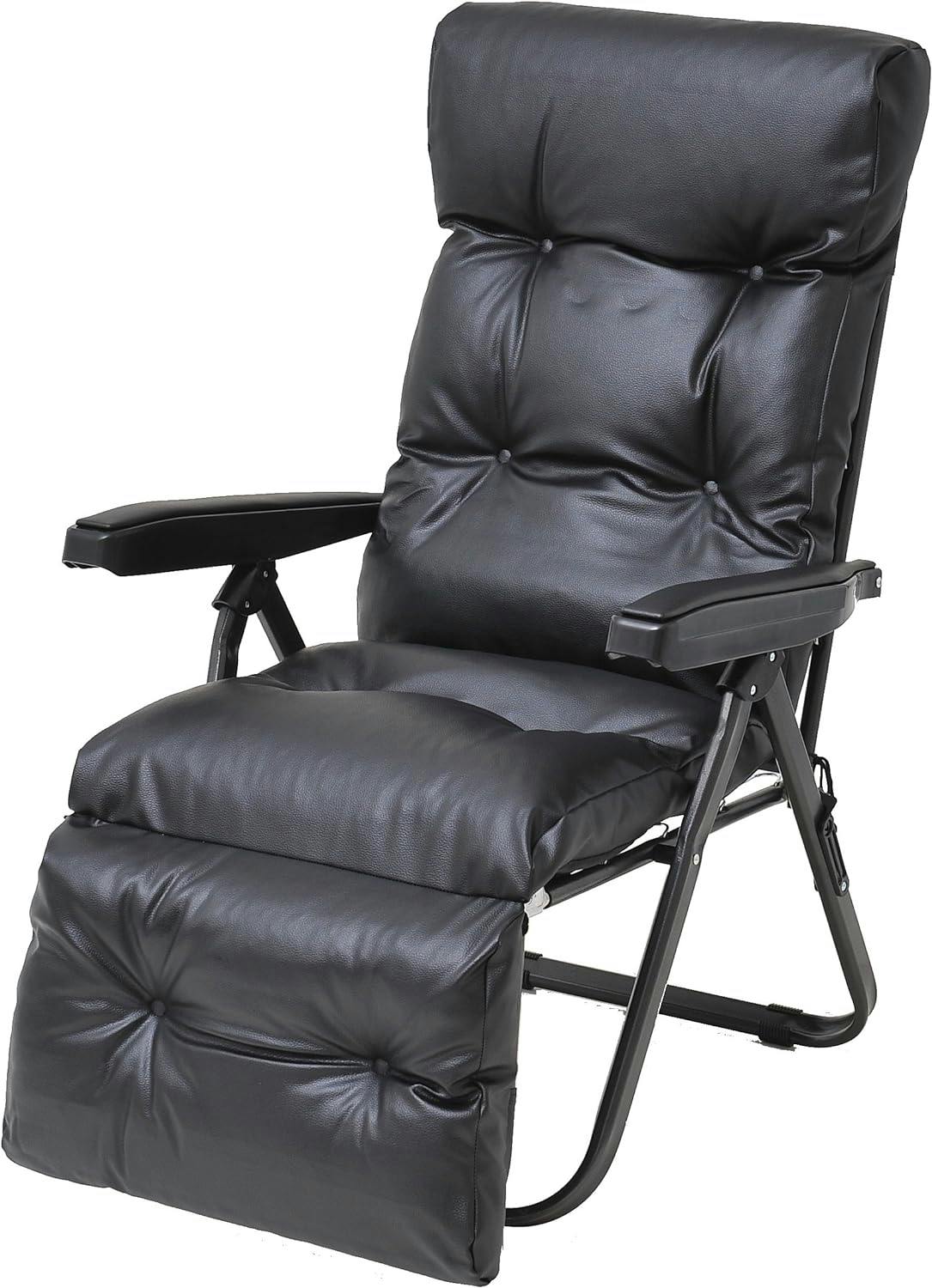 タック Vita フットレスト付きリクライニングチェア ブラック 全身を