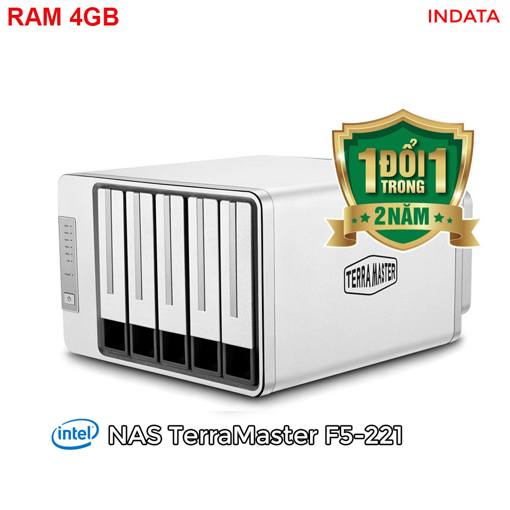 NAS TerraMaster F5-221 CPU Intel 2GHz, RAM 4GB, 5 khay ổ cứng