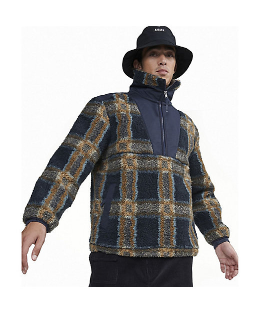 裾ドロストコード ハイネック ハーフジップ シェルパフリース ／ ボア