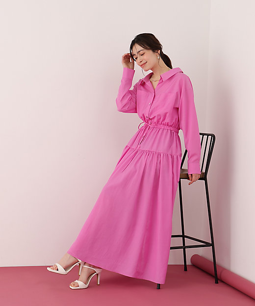 ブライトローンロングシャツワンピース（0316140306