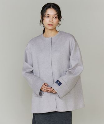 大きいサイズ》カシミヤノーカラーショートコート《CONTESSA