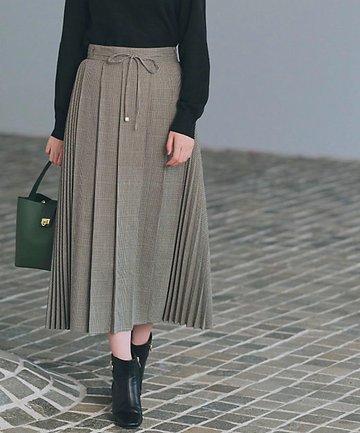 ダブルプリーツチェックスカート（2002330019） | GROVE