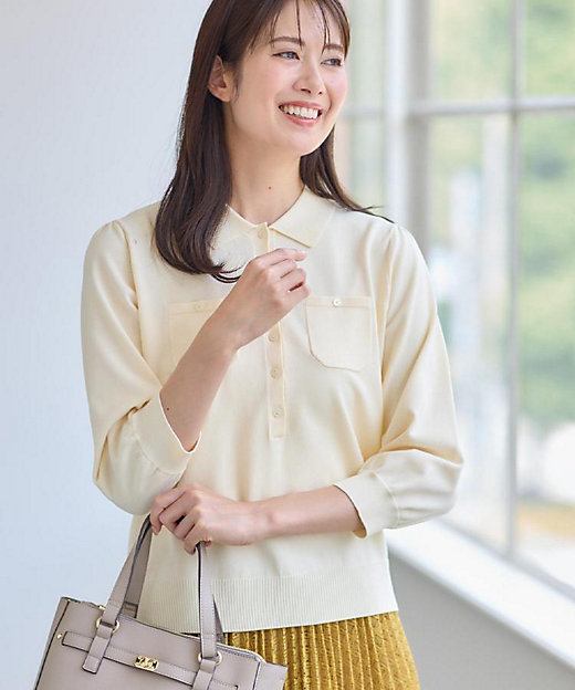 透けにくい◎】衿付き七分袖ニット（2002506082） | Reflect