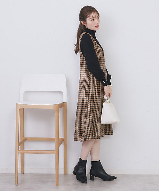 ラメスパンコール千鳥柄ジャンスカ【洗濯機OK／イージーアイロン