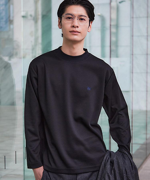 ビジネス兼用 カルゼモックネック長袖Tシャツ 洗濯機OK／毛玉になり