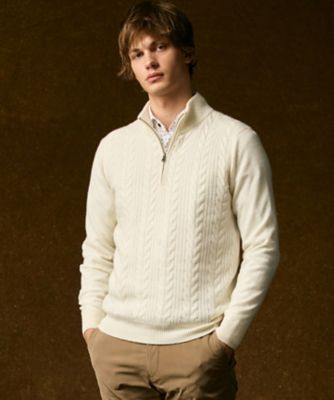 キングサイズ・暖か／軽量】カシミヤブレンド ハーフジップ ニット