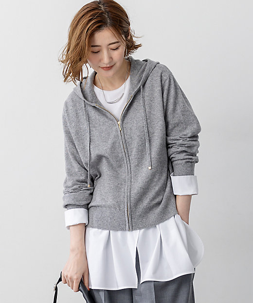 見上愛さん着用／洗える】ピュアカシミヤ ジップアップ ニット