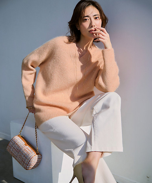 モヘヤミックススパングル Vネック ニット（KRWSGW0654