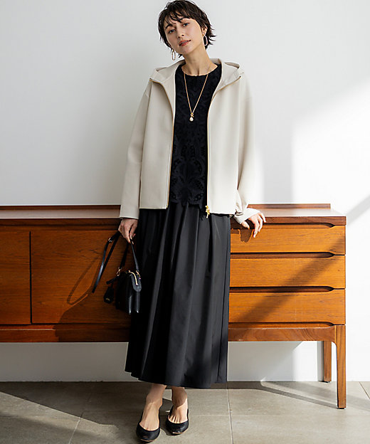 撥水加工／洗える】ブライトタフタ タック スカート