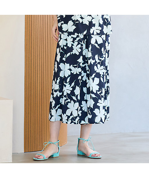 手洗いOK・セットアップ対応】フラワープリントキュロットパンツ