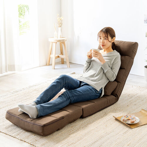 3WAY座椅子 ダブルクッション 14段階リクライニング ブラウン 150