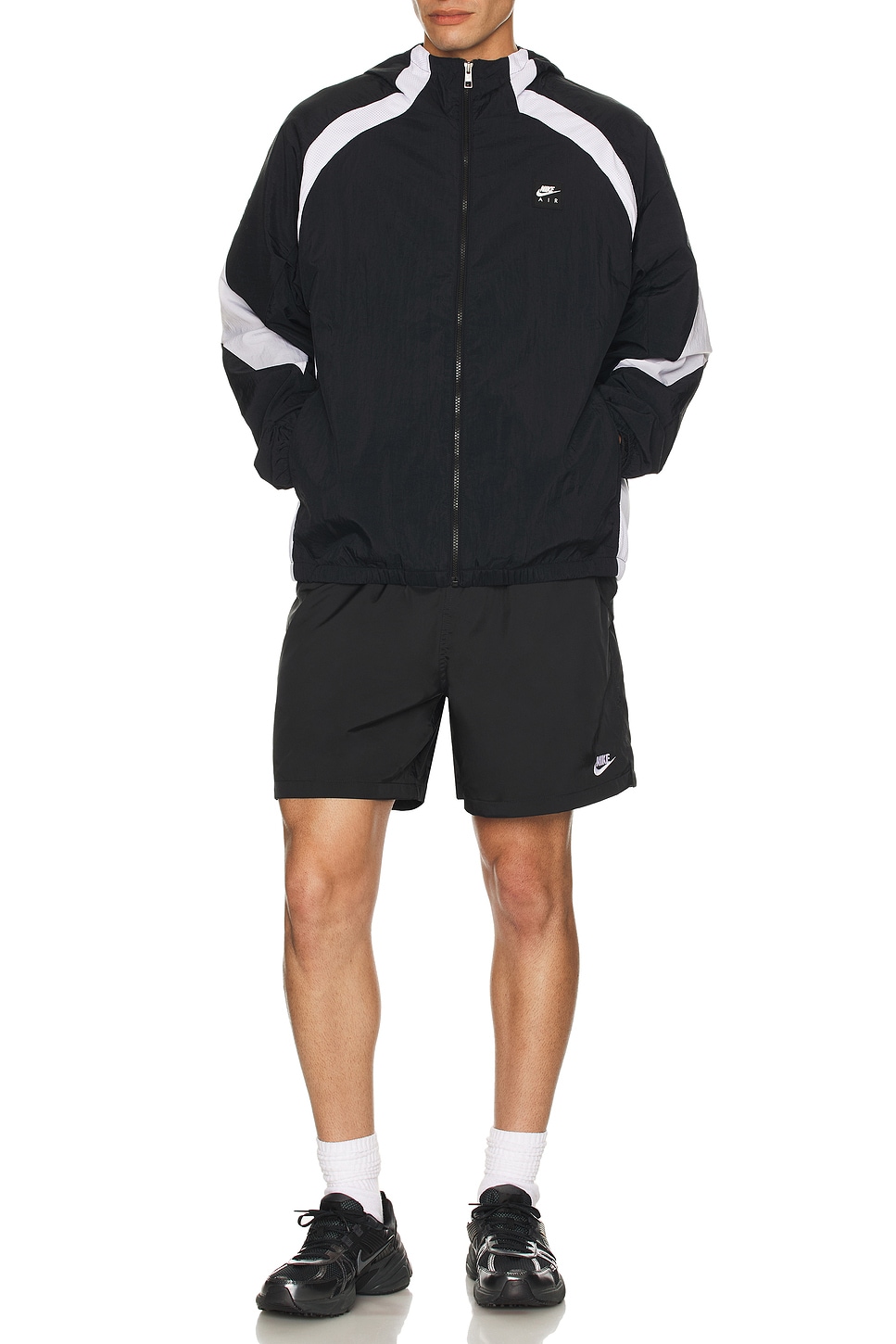 Nike Air Woven Full Zip Jacket in Black & White | REVOLVE