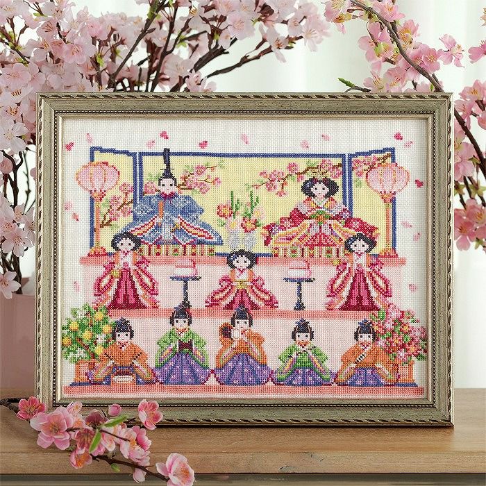 クロスステッチフレーム＜雛段飾り＞ | リバティ 生地、編み物、刺繍