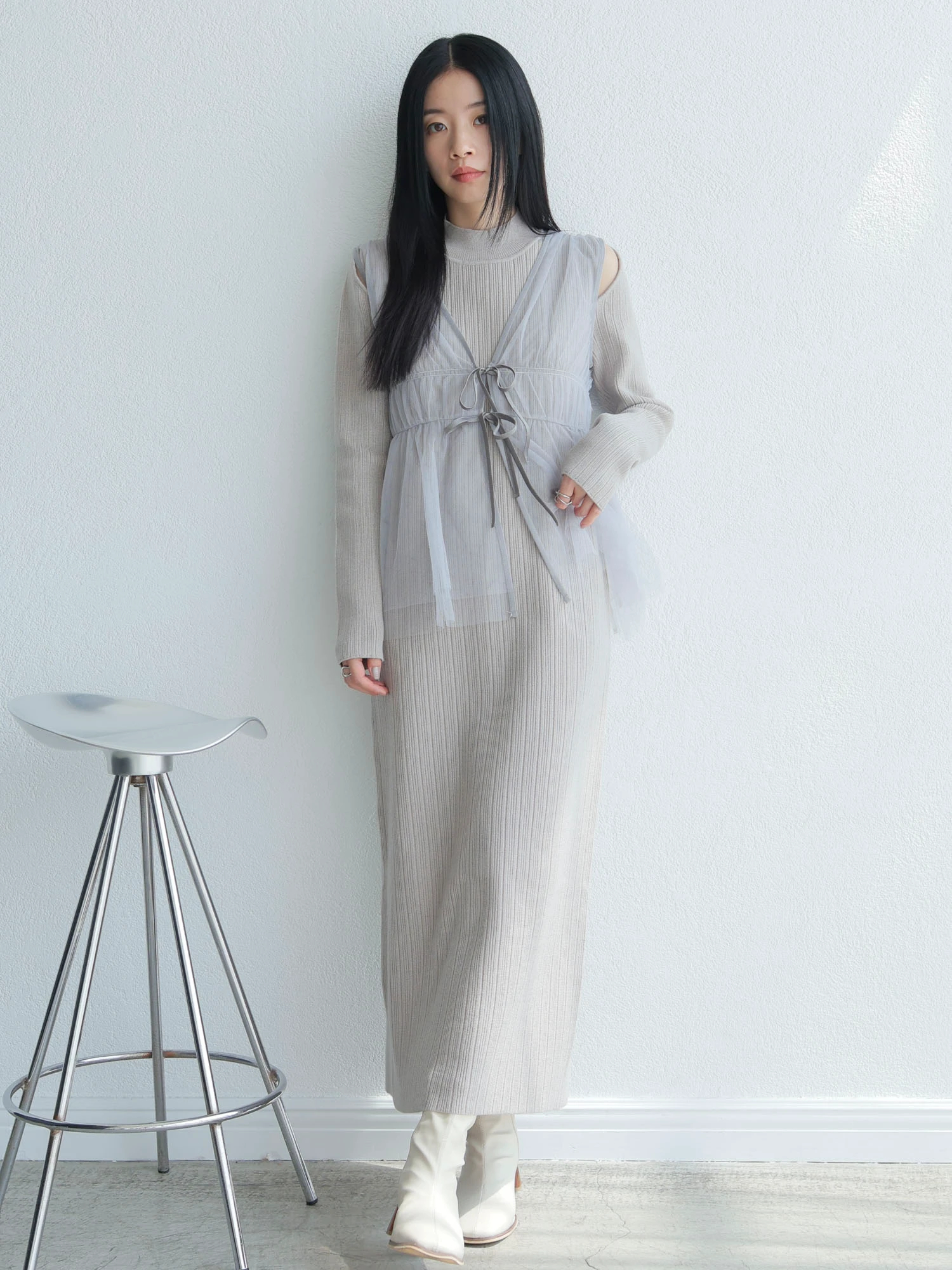 LADYMADE（レディメイド）｜ リボンチュールトップス×ラメニット