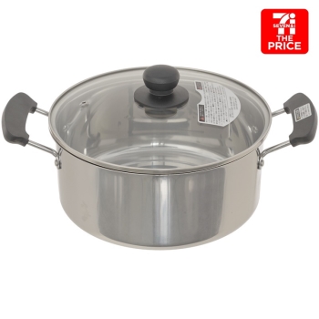 セブン・ザ・プライス ガラス蓋付ステンレス両手鍋22cm ガス・IH