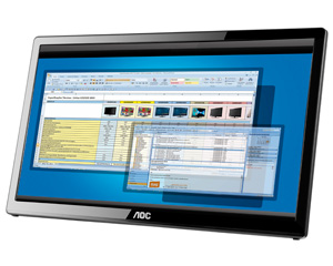 AOCブランドの31.5型フルHD液晶モニターと 17.3インチUSB接続モニター