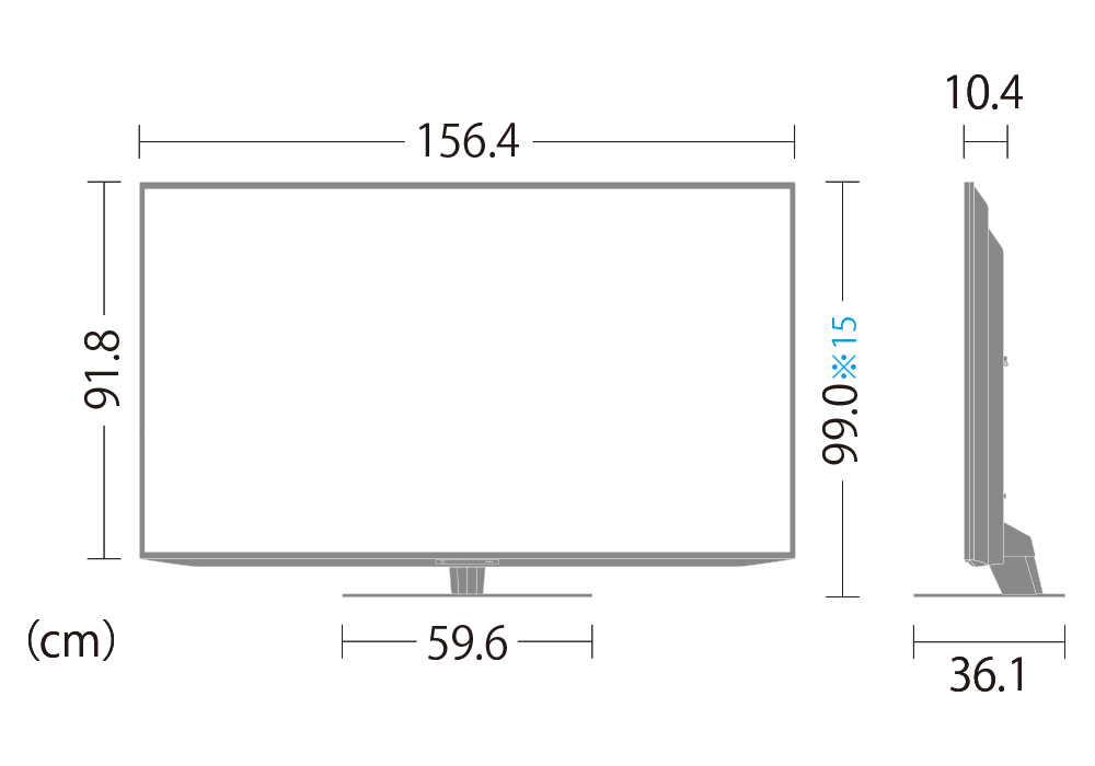 仕様 / 寸法 | AQUOS 4K DN1/DN2ライン | テレビ：シャープ