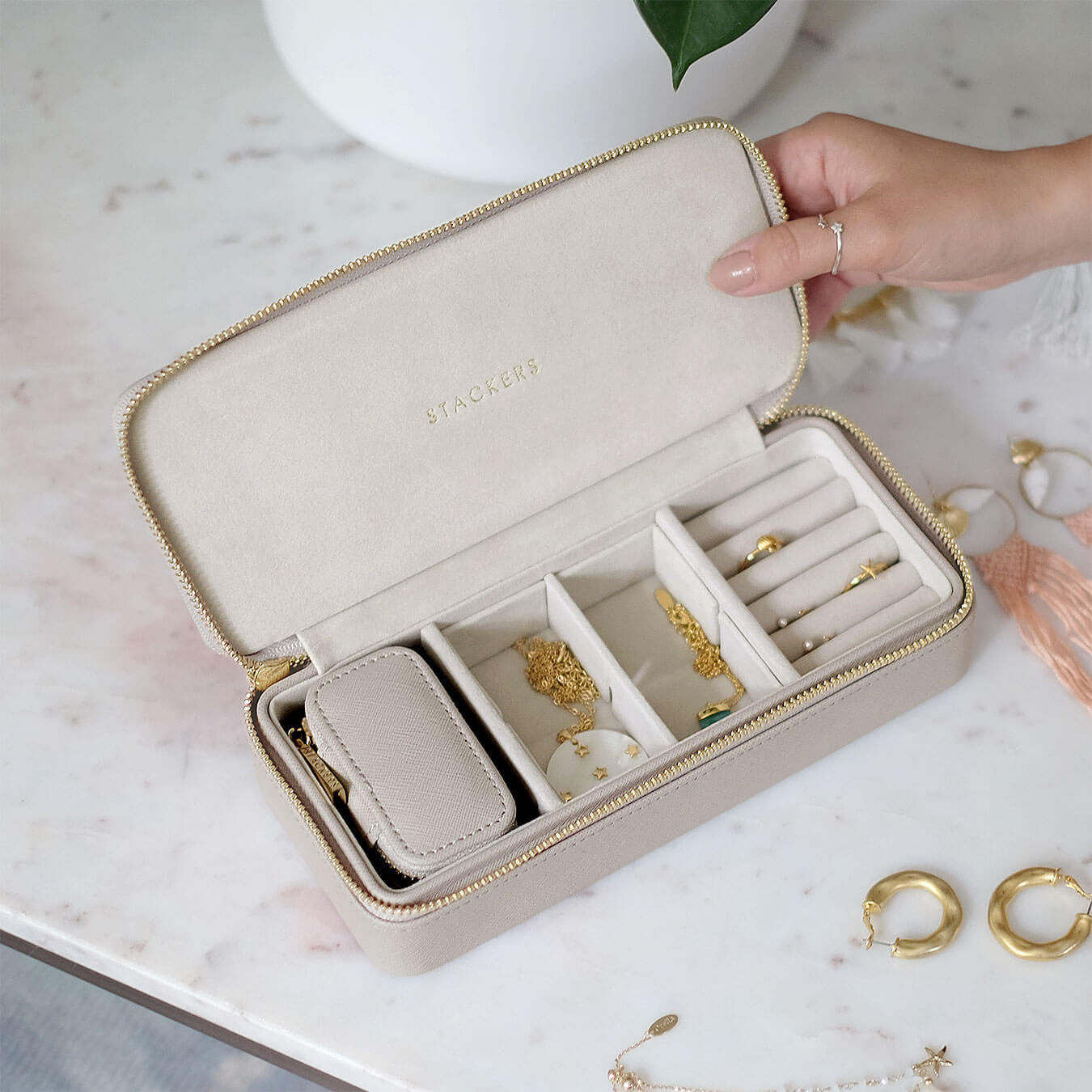 Stackers Taupe Large Travel Jewellery Box – STACKERS LONDON