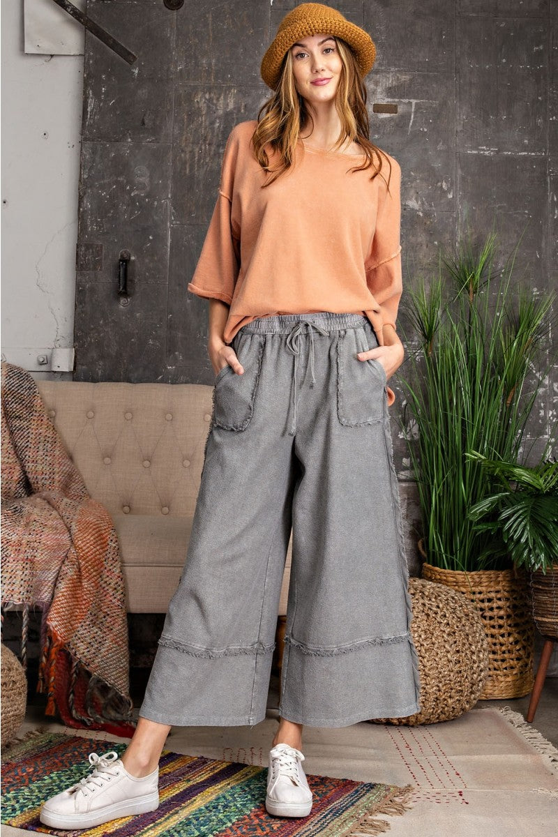 Easel Terry Palazzo Pants in Ash – June Adel