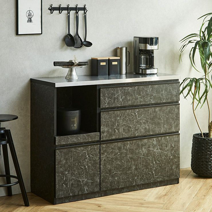 こだわりカラーで見た目上品なのに収納力抜群 ロータイプ食器棚