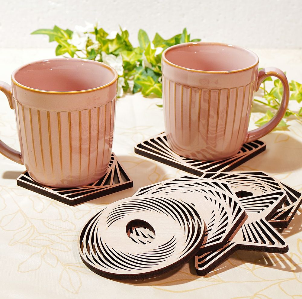 7種から選べるデザイン 木製コースター 4枚セット 9cm×9cm コースター