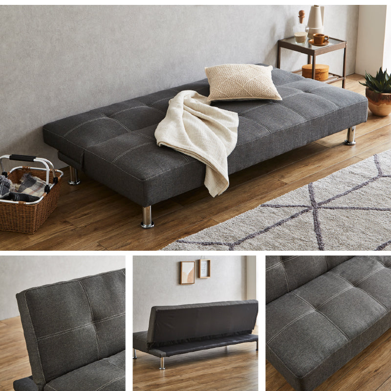 2WAY ソファベッド 幅180cm リクライニング ファブリック張り ソファー