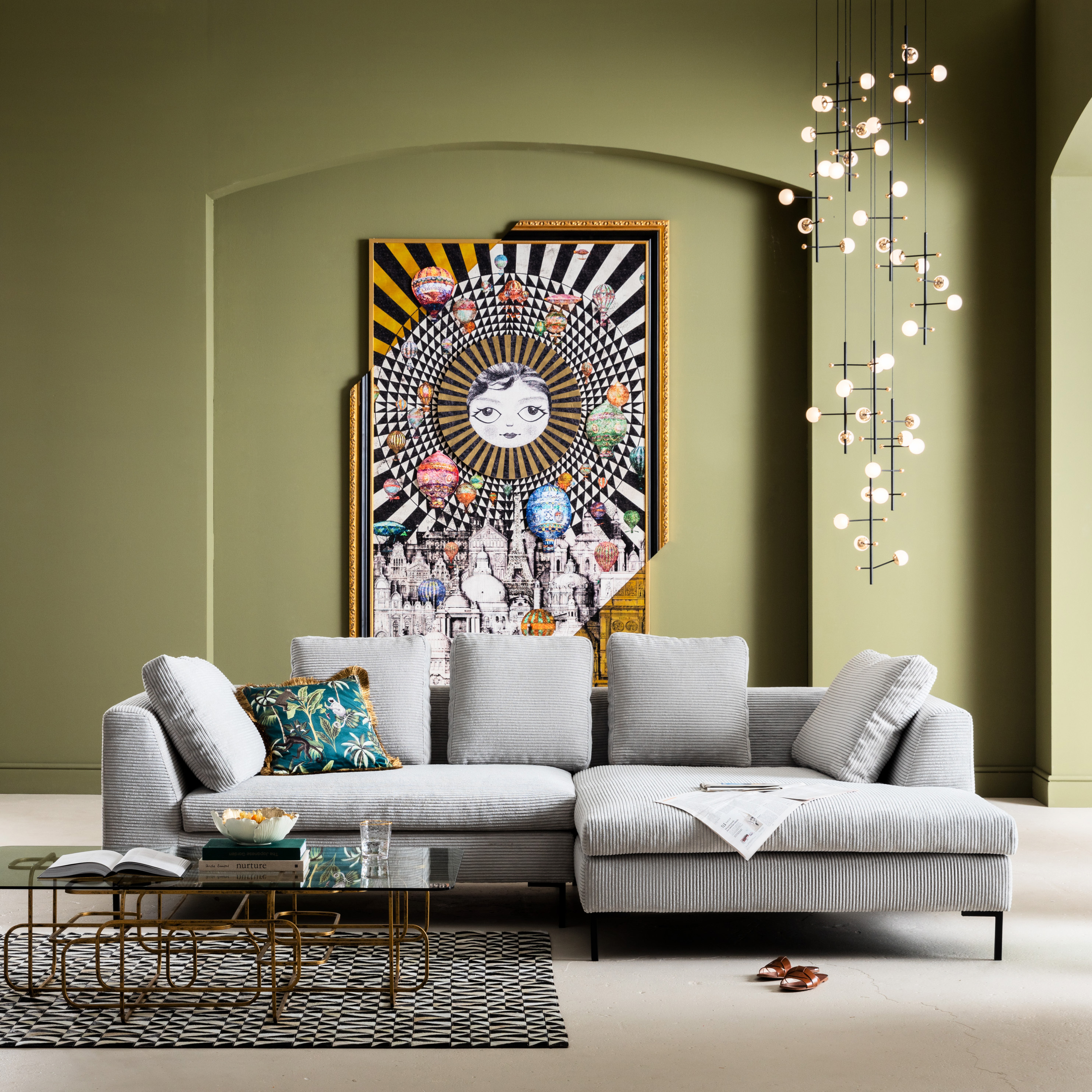 ジャンニ コードグレー コーナーソファ(ライト) - L型ソファー