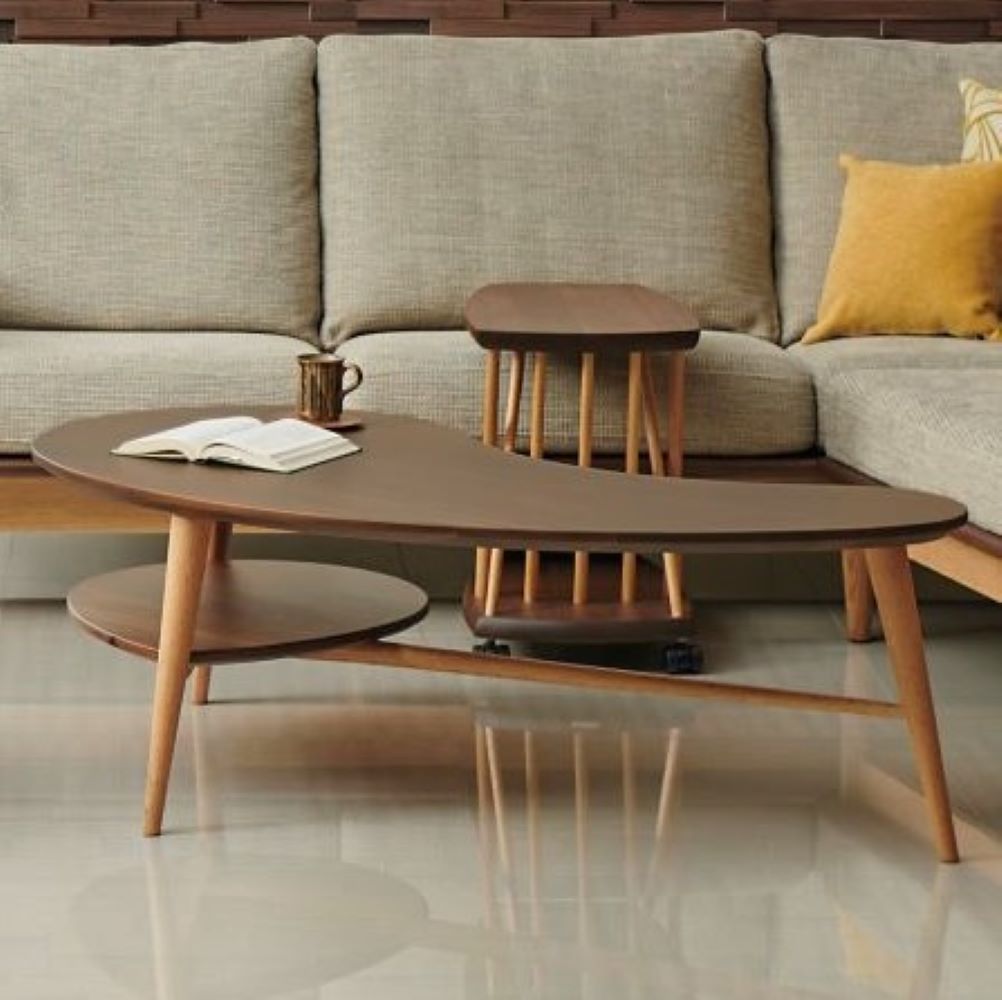 CIVILしずく型リビングテーブル(ウォールナット＋オーク) – 柏木工株式