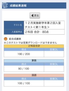 我が子の最初のSAPIXのテスト 12月新学年第2回入室テスト（新1年生