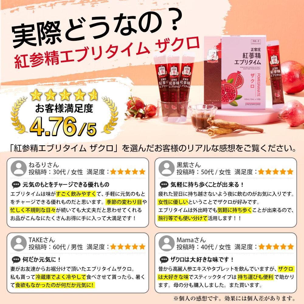 紅参精 エブリタイム ザクロ 20包 ｜ 正官庄ネットショップ