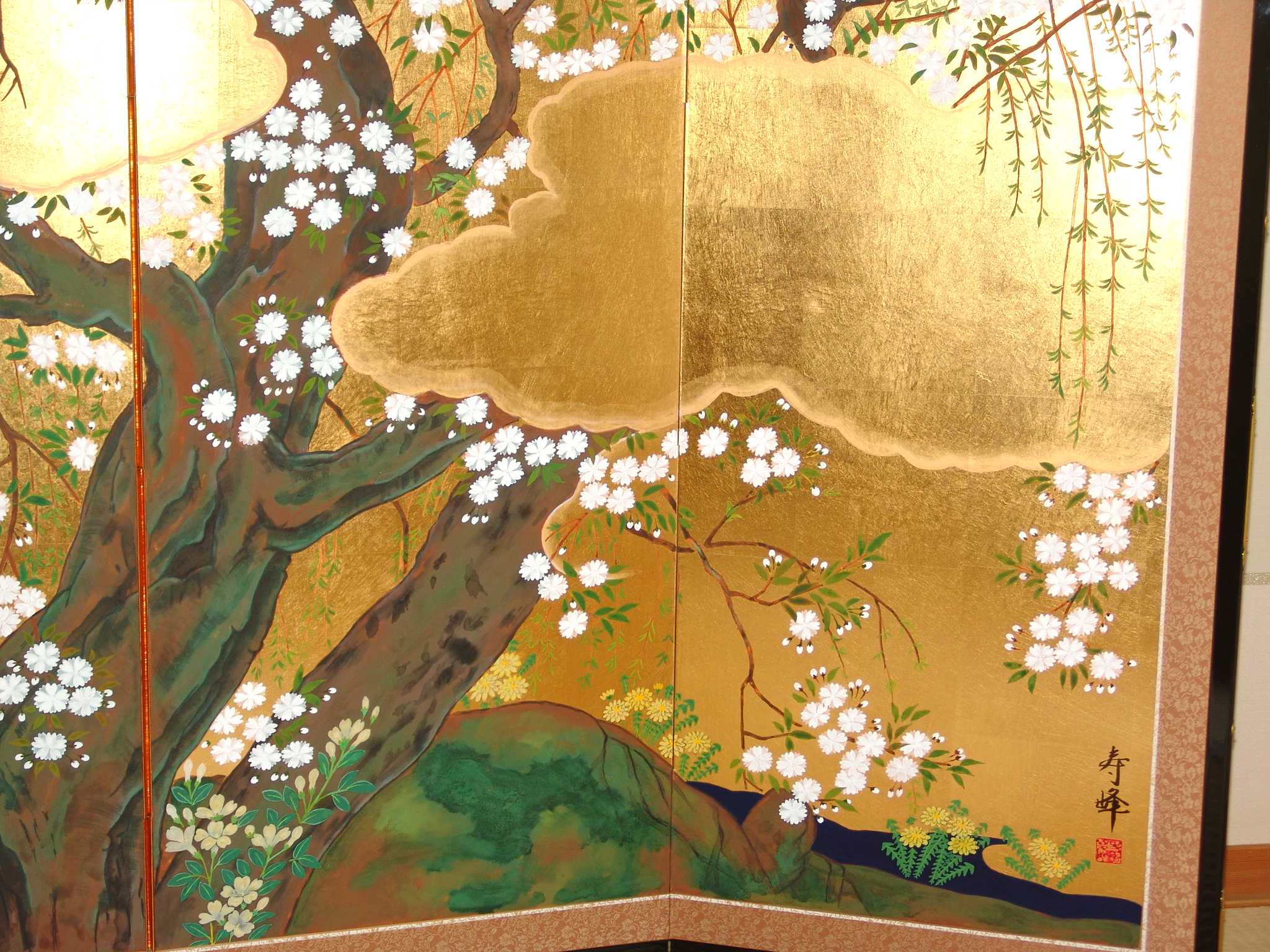 金屏風 日本画金屏風の製造/通信販売(通販) 御子柴屏風店