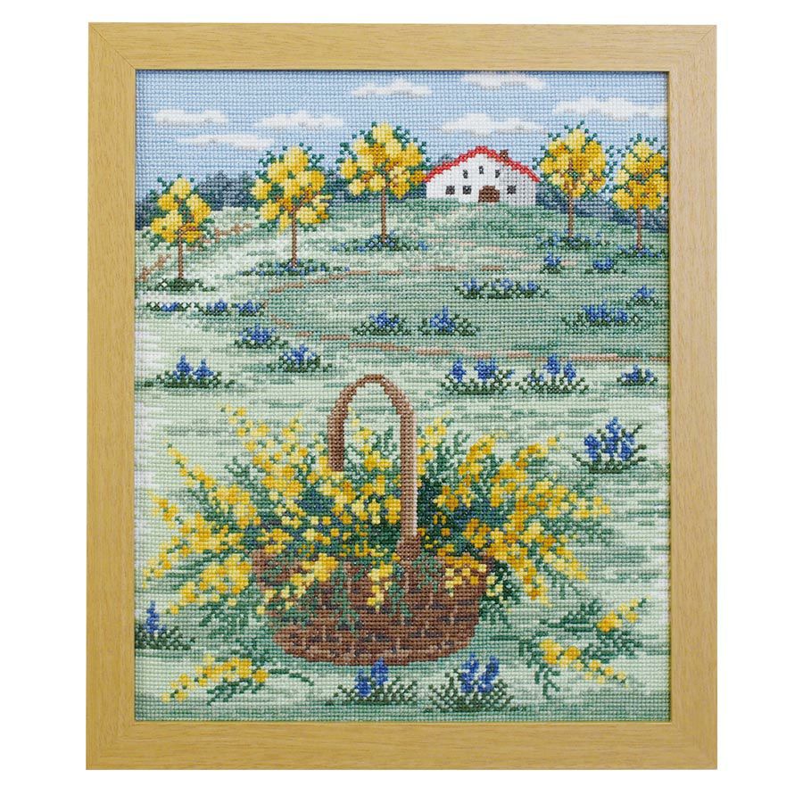 クロスステッチキット・ヨーロッパの風景 ミモザ色のフランス早春の丘