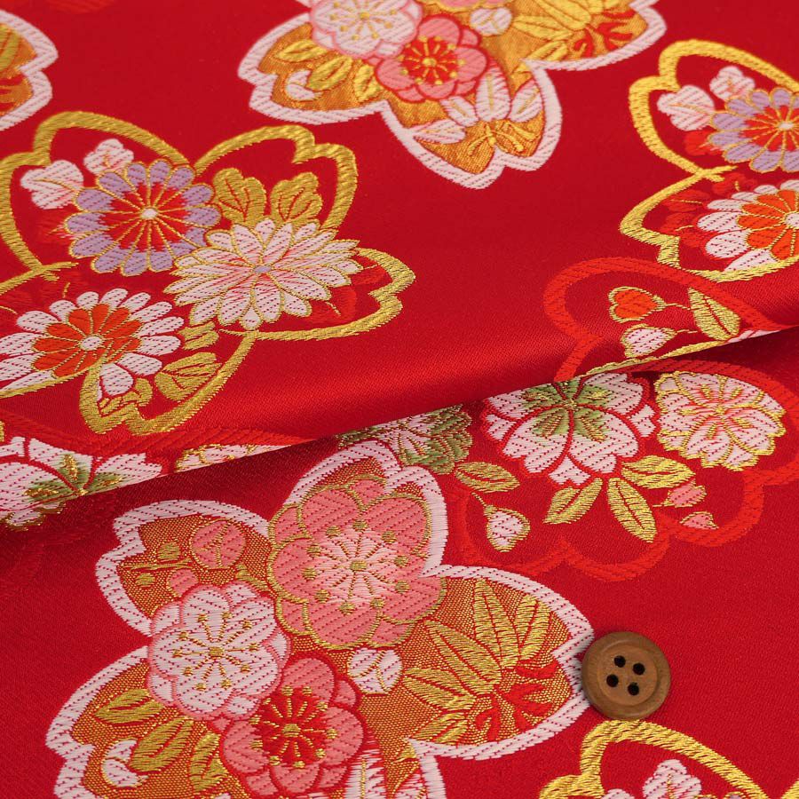 赤といぶし金の花柄ファルダ ロシオ風ファルダ | 赤地ピンク花柄