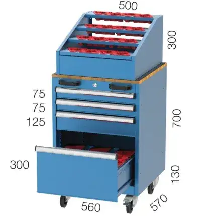 2351 - 5 ÇEKMECELİ, 1 KAPAKLI CNC DOLABI, TAKIM ASMA PANOLU