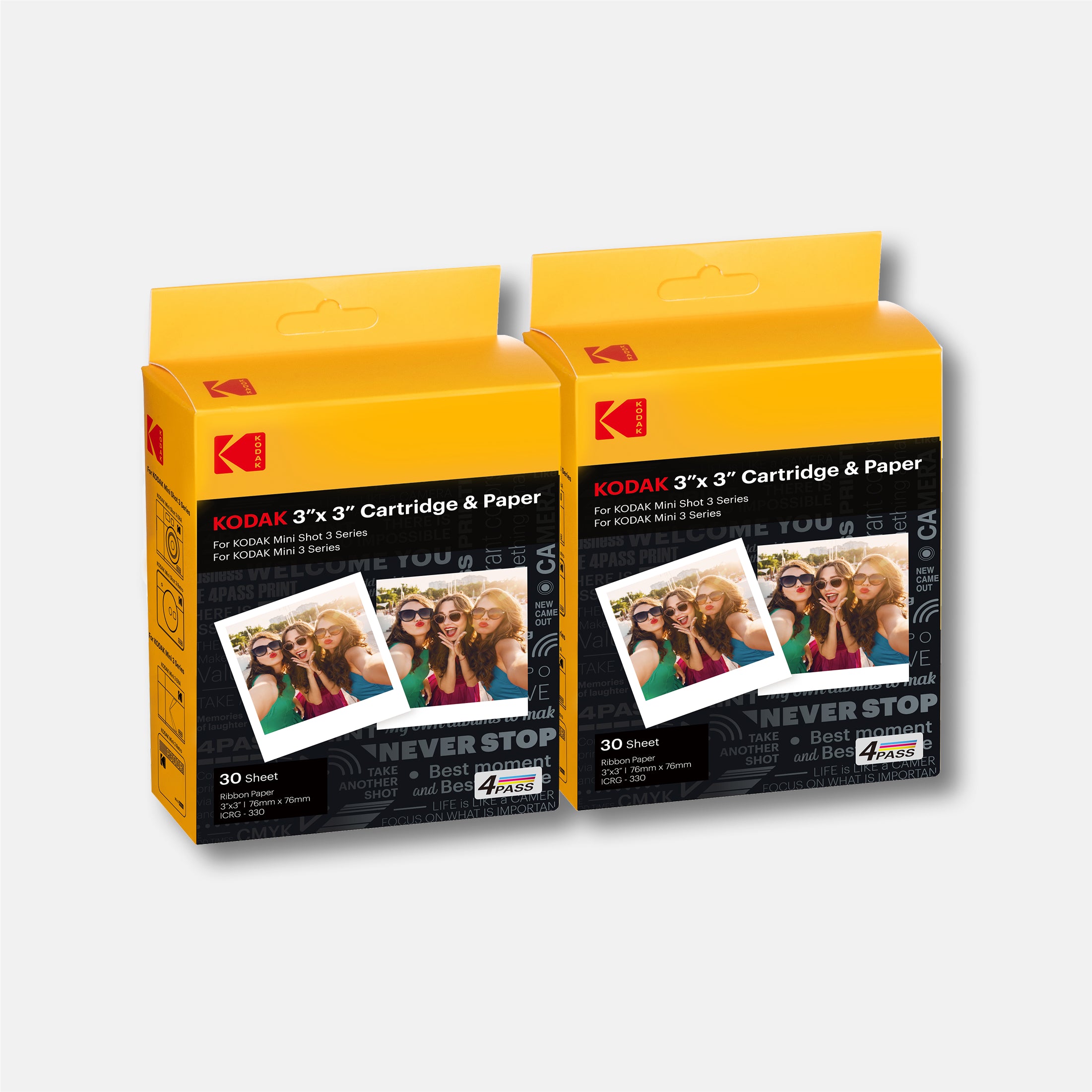 Kodak Instant Print 3x3 Cartridge | 60 Pack of 4 PASS 3 Inch
