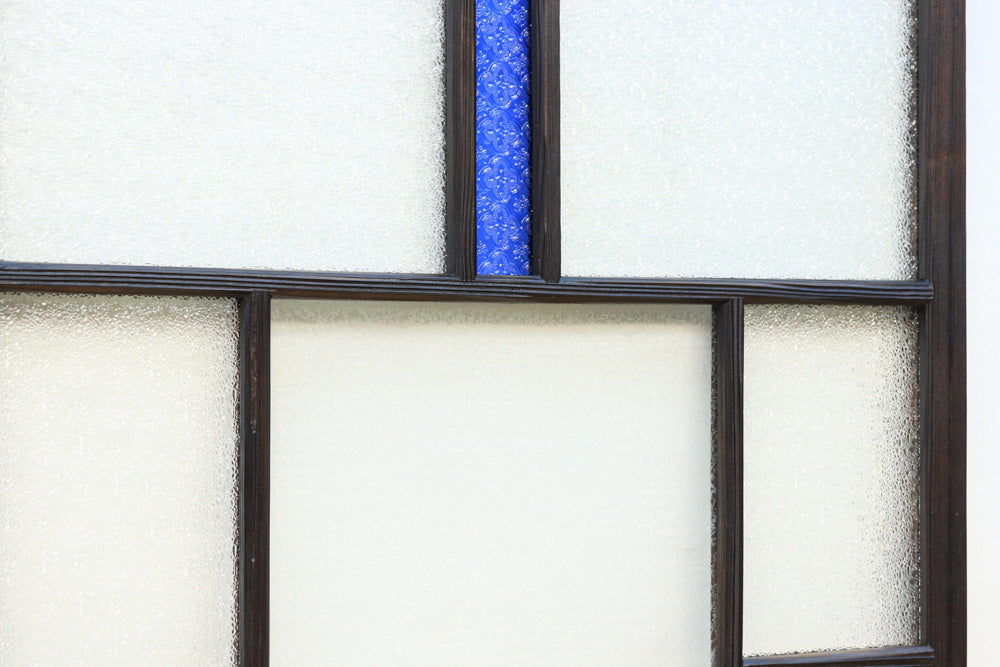 幅900ミリ 昭和レトロ!! 爽やかなブルーのカタガラスが映えるガラス戸